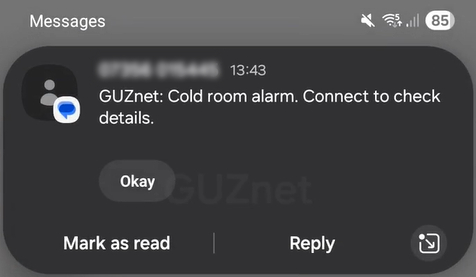 GUZnet demo SMS alarm